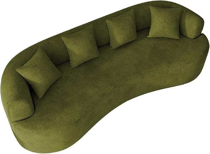 107 Curved Sofa for Living Room Modern Chenille Cloud Couch Sofa Luxury Plush Extra Deep 4-Seater Oversized Boucle Couch for Small Spaces Apartment‌ No Assembly Required Green