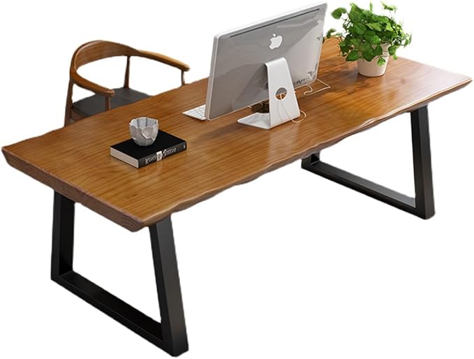 Modern Solid Wood Executive Desk – Spacious and Minimalist Home Office Workstation Perfect for Writing and Professional Use (Light Brown 47in)