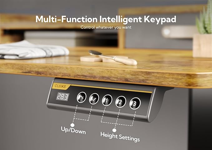 Claiks Standing Desk with Drawers Adjustable Stand Up Electric Standing Desk Adjustable Height with Storage Shelf and Splice Board 63 Inch Rustic Brown
