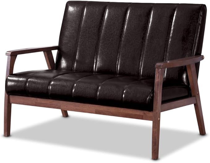 Baxton Studio Nikko 2-Seater Sofa 29.45LX44.66WX31.59H Dark Brown