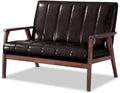 Baxton Studio Nikko 2-Seater Sofa 29.45LX44.66WX31.59H Dark Brown