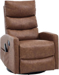 PELUMY 360° Swivel Rocker Recliner with Heat &amp Vibration Massage Glider Rocking Chair for Adults Compact Recliner for Living Room Small Spaces Nursery Bedroom (Breathable Leather Earth Yello