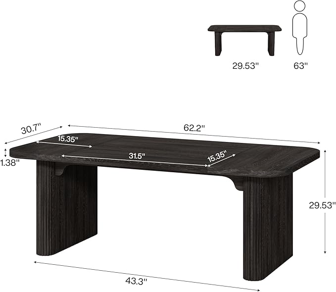 Tribesigns 62-Inch Modern Executive Desk Wood Office Desk Large Aesthetic Computer Desk with Double Pedestal Workstation for Home Office (Black)
