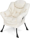 Single Lazy Sofa Chair Modern Lounge Chair Indoor w/Armrests &amp Side Storage Pocket Upholstered Comfy Reading Chair for Bedroom Living Room Office