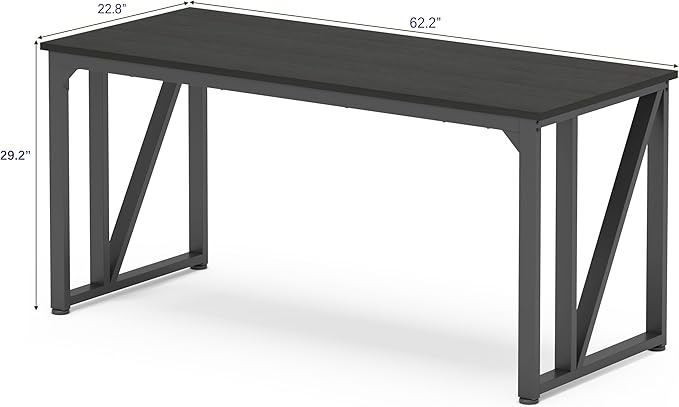 NSdirect Computer Desk 62.2×22.8 Inch Gaming Desk with Deeper &amp Thicker Desktop Office Desk Work Desk for Home Office Black