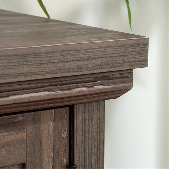 Pemberly Row Engineered Wood Computer Desk Pebble Pine/Brown Finish 59 in Wide Adjustable Shelf File Drawer Hidden Storage Cord Management Rustic Style Home Office Desk