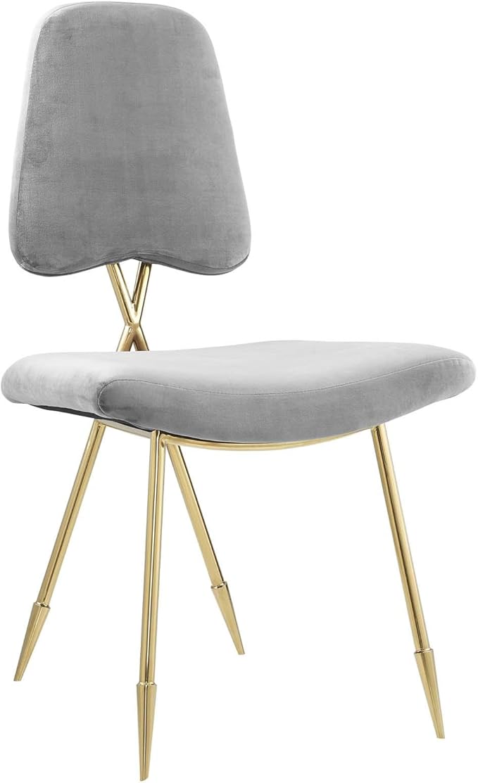 Modway Ponder Mid-Century Modern Performance Velvet Set of Two Dining Chairs in Gray