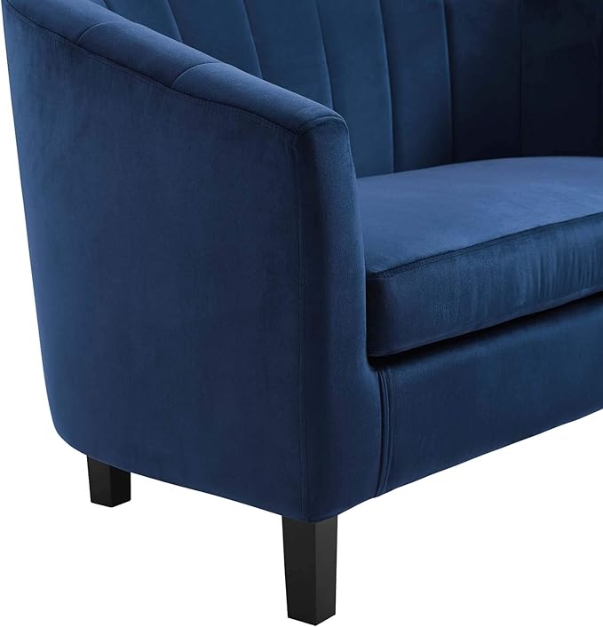 Modway Prospect Channel Tufted Upholstered Velvet Armchair Navy
