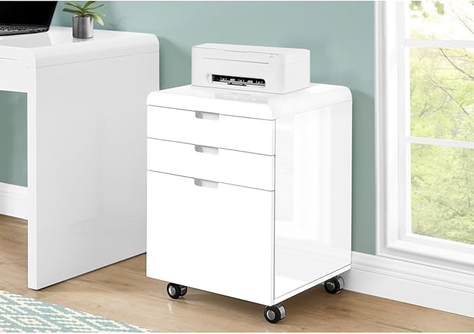 Rolling Mobile File Storage Cabinet with Smooth Drawer Glides 3 Drawer File Cabinet with Inset Drawer Handles Assembly Required