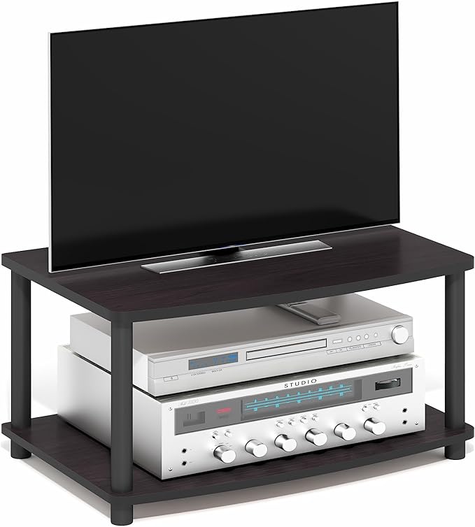 Furinno Turn-N-Tube Printer Stand with Storage 2-Tier Printer Table Under Desk Printer Stand for CPU Office Supplies Home Office Dark Walnut