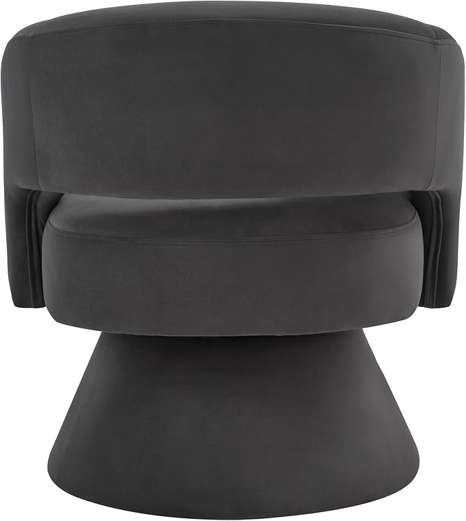 Swivel Barrel Chair Velvet Round Upholstered Accent ChairsLounge Chair with Open Backrest 360 Degree Comfy Single Sofa Dresser Chair for Living Room Hotel Bedroom Office (Dark Gray)