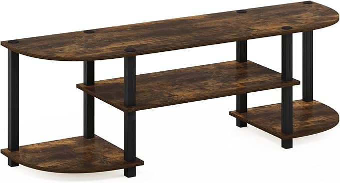Furinno Turn-S-Tube Wide TV Entertainment Center Amber Pine/Black