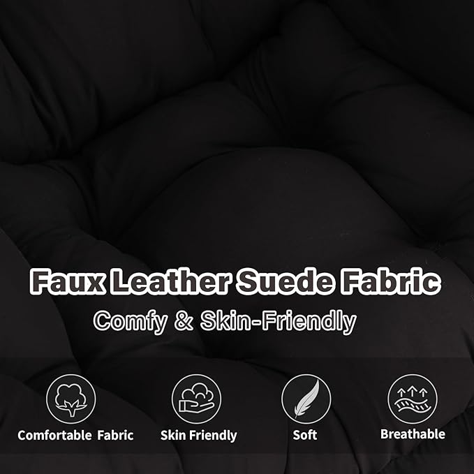 Lazy Chair Modern Soft Reading Chair Accent Contemporary Sofa Chair with Armrests and a Side Pocket for Bedroom Dorm &amp Office Black
