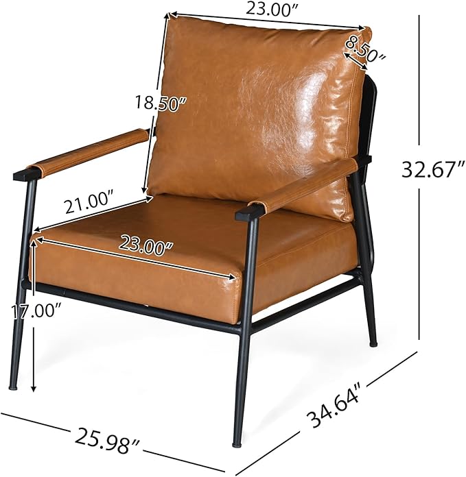Mid-Century Modern Accent Chair Upholstered Armchair Comfy Side Chair Single Sofa Chair with Metal Frame for Living Room Bedroom Reading Room Office