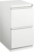 20 Inch Deep Metal Mobile Pedestal File 2 Drawer File-File with Full Width Pull for Home and Office Holds Letter Width Hanging Folders White