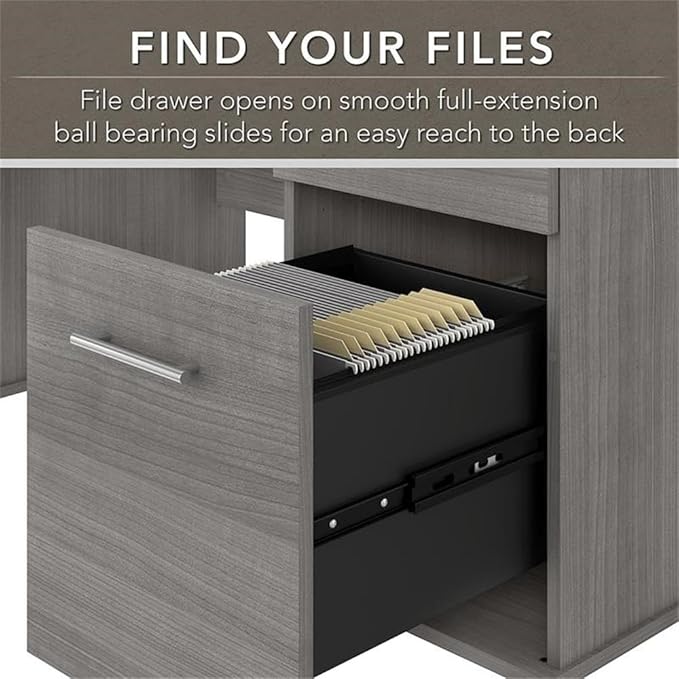 Bush Home 60-inch Home Office Desk with Drawers Large Computer Table with Storage Transitional Style Somerset Collection Platinum Gray
