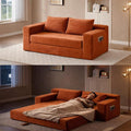 73INCH 2 in 1 Convertible Folding Couch Bed Corduroy Sleeper Sofa with Pull-Out Bed No Assembly Floor Sofa for Living Room Apartment &amp Small Spaces (Orange)