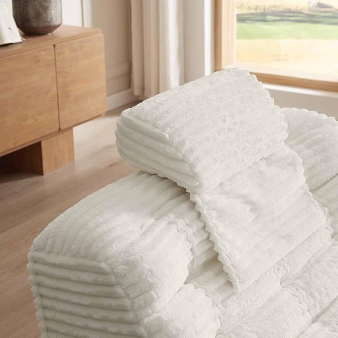 40 Swivel Cloud Chair 360° Swivel Accent Chair with Armless &amp Movable Pillow Cozy Single Sofa Oversized Reading Chair for Bedroom Living Room Compression Corduroy Plush Easy Assembly (White