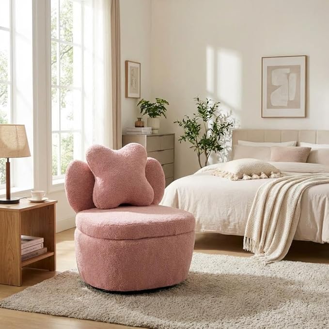 Teddy Velvet Swivel Accent Chair with Storage 360° Rotating Ergonomic Armchair Scratch-Resistant Upholstered Sofa Chair for Living Room Bedroom Nursery Apartment or Small Spaces 300 lbs Capacity