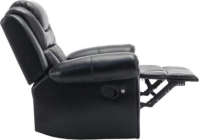 ERYE Manual Recliner Chair with LED Light Strip for Living Room Bedroom Manual Reclining Home Theater Seating Armchair Faux Leather Tufted