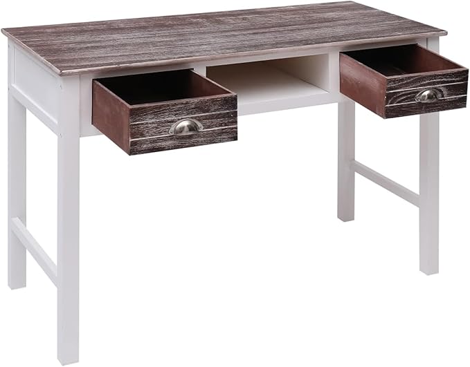 Writing Desk Brown 43.3x17.7x29.9 Wood Desk for Bedroom Office Desk Computer Desk Writing Desk