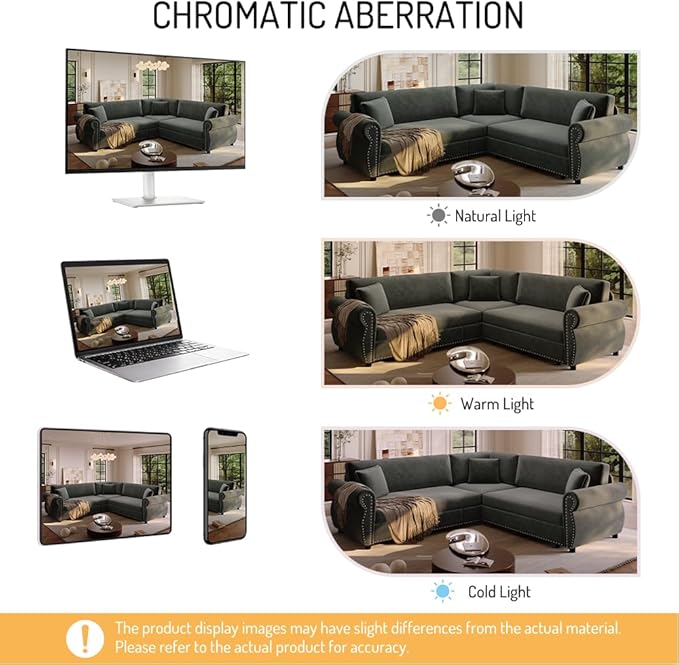 88.2'' Pull Out Couch Convertible Sleeper Sofa Bed Upholstered Sectional Sofa Chenille L-Shaped Couch with Nailhead Trim 4-Seater Modern Sectional Couches for Living Room ApartmentGreen