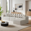 KEIKI 131.1 Curved Sectional Sofa Set Oversized Cloud Couch with 10 Pillows Deep Seat Right Facing Sofa for Living Room Guest Bedroom No Assembly Required Light Khaki