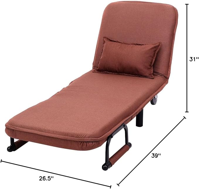 Giantex 26.5 Convertible Sofa Bed Folding Arm Chair Sleeper Leisure Recliner Lounge Couch (Coffee)