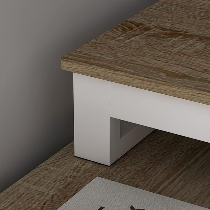 Homsee Home Office Computer Desk Corner Desk with 3 Drawers and 2 Shelves 55 Inch Large L-Shaped Study Writing Table with Storage Cabinet - Walnut and White