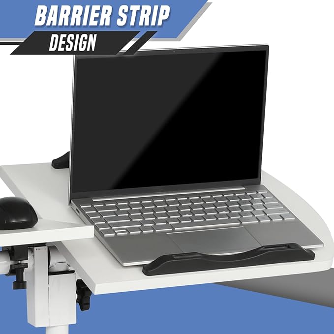 Portable Rolling Laptop Desk Mobile Small Standing Desk Tilting Design 360° Rotatable Overbed Panel Adjustable Height Ideal for Home Office &amp School Use White