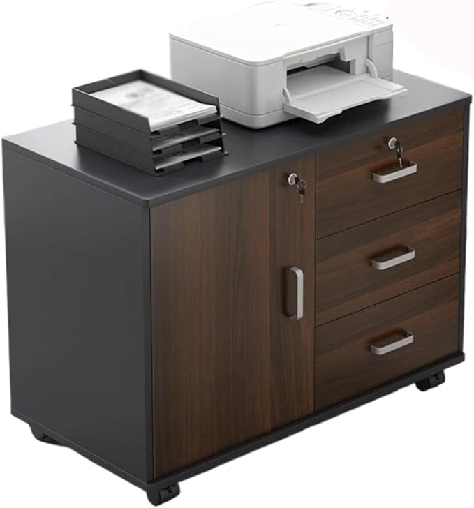 3 Drawer Filing Cabinet On Wheels Lateral Printer Storage Cabinets(A)