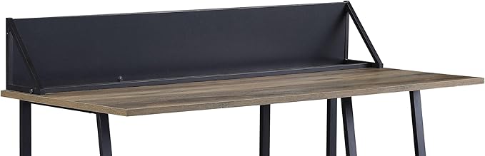 Rustic Oak and Black 2-Shelf Computer Writing Work Study Desk with H-Shaped Base for Study and Home Office