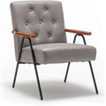 UNICOO - Modern Accent Chairs Mid-Century Armchair Living Room Chairs Leisure Chair with Metal Legs Reception Side Chairs (ZKL-222K Dark Grey)