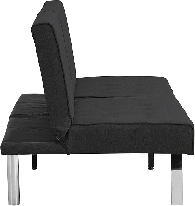 Sofa Adjustable Couch Sleeper Sofa Bed for Living RoomLoveseat Upholstered Modern Convertible FutonFaux Linen Black