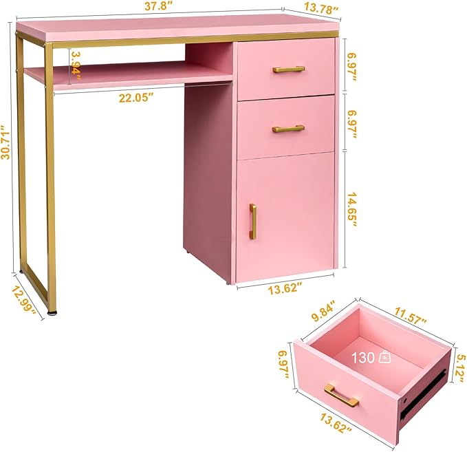 WEI WEI GLOBAL Particleboard Computer Desk Study Writing Table Work Small Desk Table Office Desk with Storage Simple Workstation Desk Gaming Writing Desk for Study Workspaces Pink
