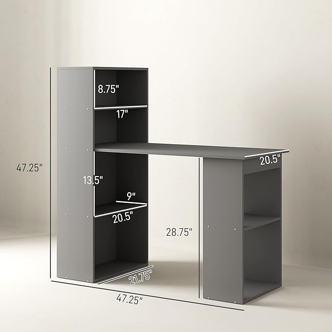 Computer Desk with Storage ShelvesWorking Writing Table with Bookshelf for Home Office Modern Simple StyleHome Office Computer Desk with Side ShelfHome Office Desk Writing Workstation Study Table