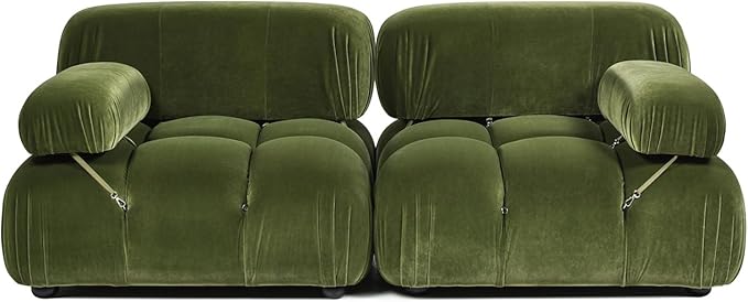 Jennifer Taylor Home Marcel 72.5 Bubble Modular Modern 2-Piece Loveseat Sofa Olive Green