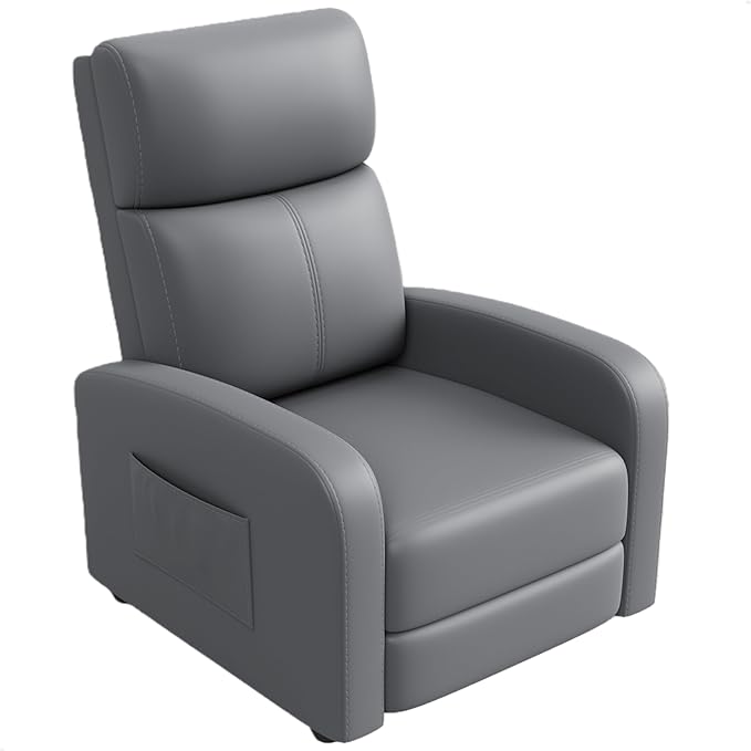 Garvee Recliner Chair for Adults Set of 2 PU Leather Lazy Recliner Ergonomic Adjustable Single Sofa Enhanced with Side Pocket Tall Back Wide Arms &amp Padded Seat Home Theater Seating for Living R