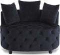 Round Accent Chair 40” Modern Velvet Sofa Chair with 3 Pillows Comfy Upholstered Tufted Club Lounge Chair for Living Room Bedroom Black