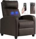 HGS Massage Recliner Chair Wingback Reading Chair Home Theater Single Modern Sofa for Living Room PU Leather Recliner Sofa with Steel Frame (Brown)