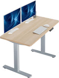 VIVO Electric 43 x 24 in Standing Desk Memory Height Adjustment 1B Series Holds 220 lbs One-Piece Light Wood Top Gray Frame DESK-KIT-1G4C