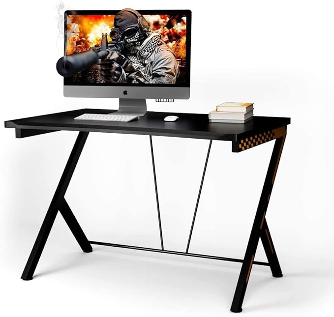 LDAILY Moccha Computer Gaming Desk Computer Desk Workstation Gaming Table for Home Office Black