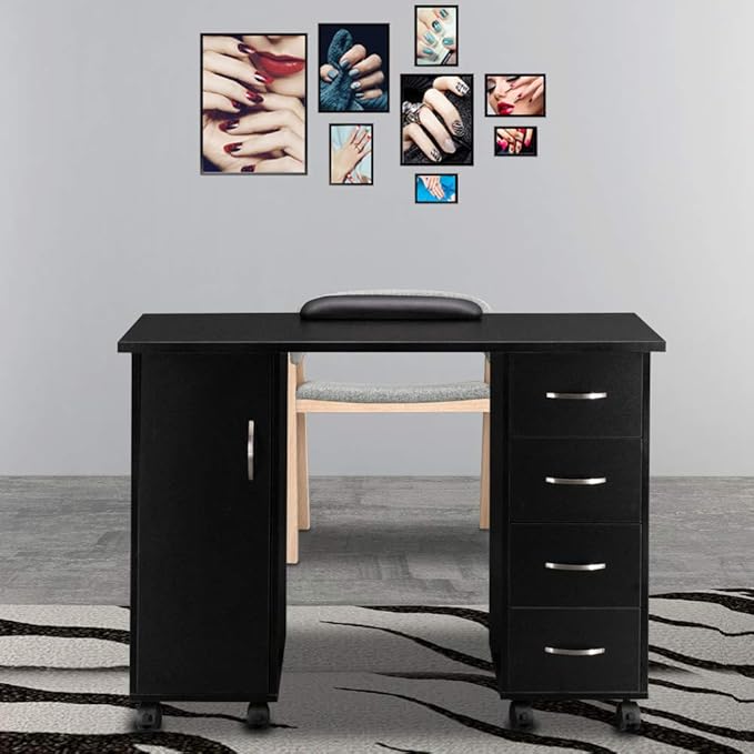 Farmhouse Wooden Executive DeskPC Laptop TableModern Home Office Computer DesksStudy Writing Desk Workstationwith Storage Drawersfor Small Spaces Living Room Bedroom Study Room Office (Black)