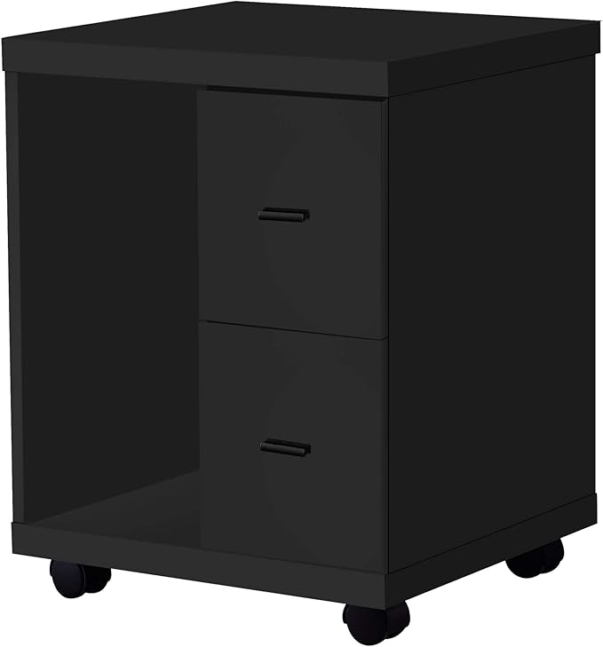Monarch Specialties 2-Drawer Computer Stand on Castors - Black I 7054