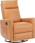 Sweetcrispy Recliner Chair 360 Swivel Rocker Chair for Adults Glider Rocker Recliners Nursery Chairs for Living Room High Back Upholstered Deep Seat Classical Brown