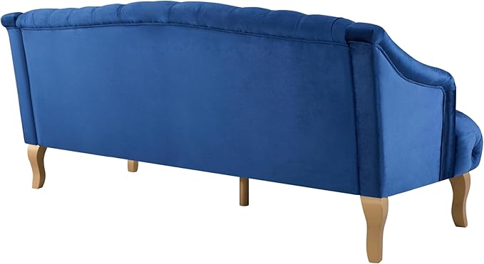 Christopher Knight Home Minxi Velvet Upholstered 3 Seater Sofa Couch Wooden Home Sofa Living Room Comfy Cloud Couch for Bedroom Home Office Button Tufted with Diamond Stitching Dark Blue
