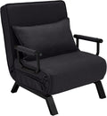 Folding Sofa Bed Sleeper Chair3-in-1 Single Convertible Sofa with Adjustable BackrestLazy Bed Leisure Recliner with PillowTri-fold Upholstered Armchair (Black Standard)