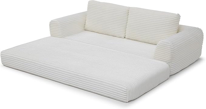 Foldable Boneless Love Seat Couches in a Box Modern Floor Foam Sleeper Sofa Bed 2-in-1 Convertible Cloud Sofa for Home Apartments Bedroom