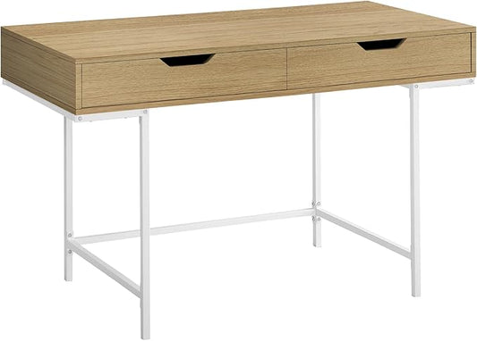 Monarch Specialties I 7569 Computer Desk Home Office Laptop Storage Drawers 48 L Work Metal Laminate Natural White Contemporary Modern