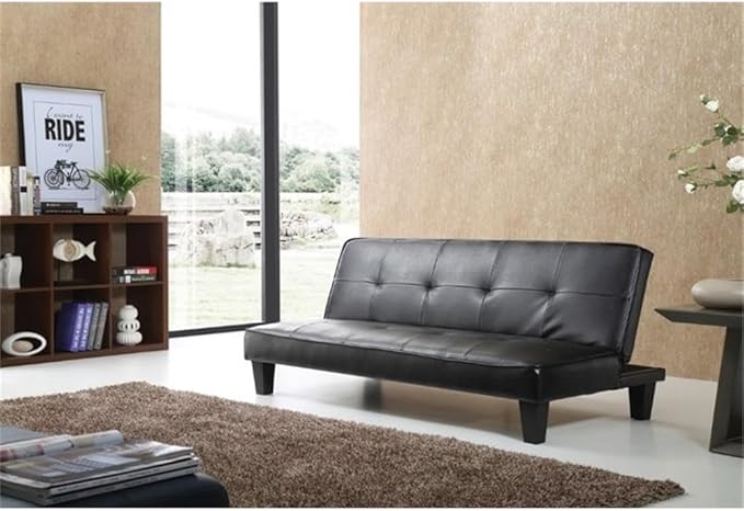 Glory Furniture Alan Faux Leather Sleeper Sofa in Black